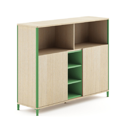 خرید FLEX مدرن چند طبقه دفتر Credenza Sideboard با پنج قفسه باز دو درب online manufacture